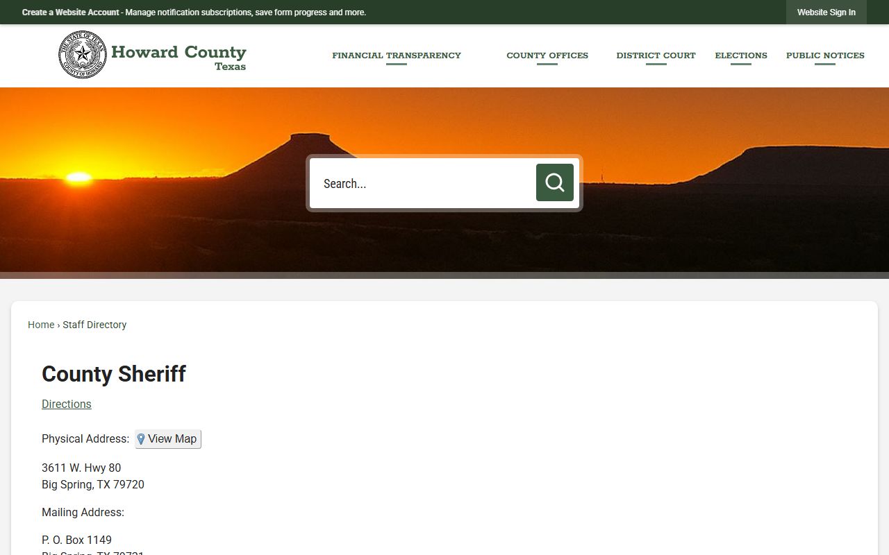Howard County Detention Center sheriff directory and inmate records contact information