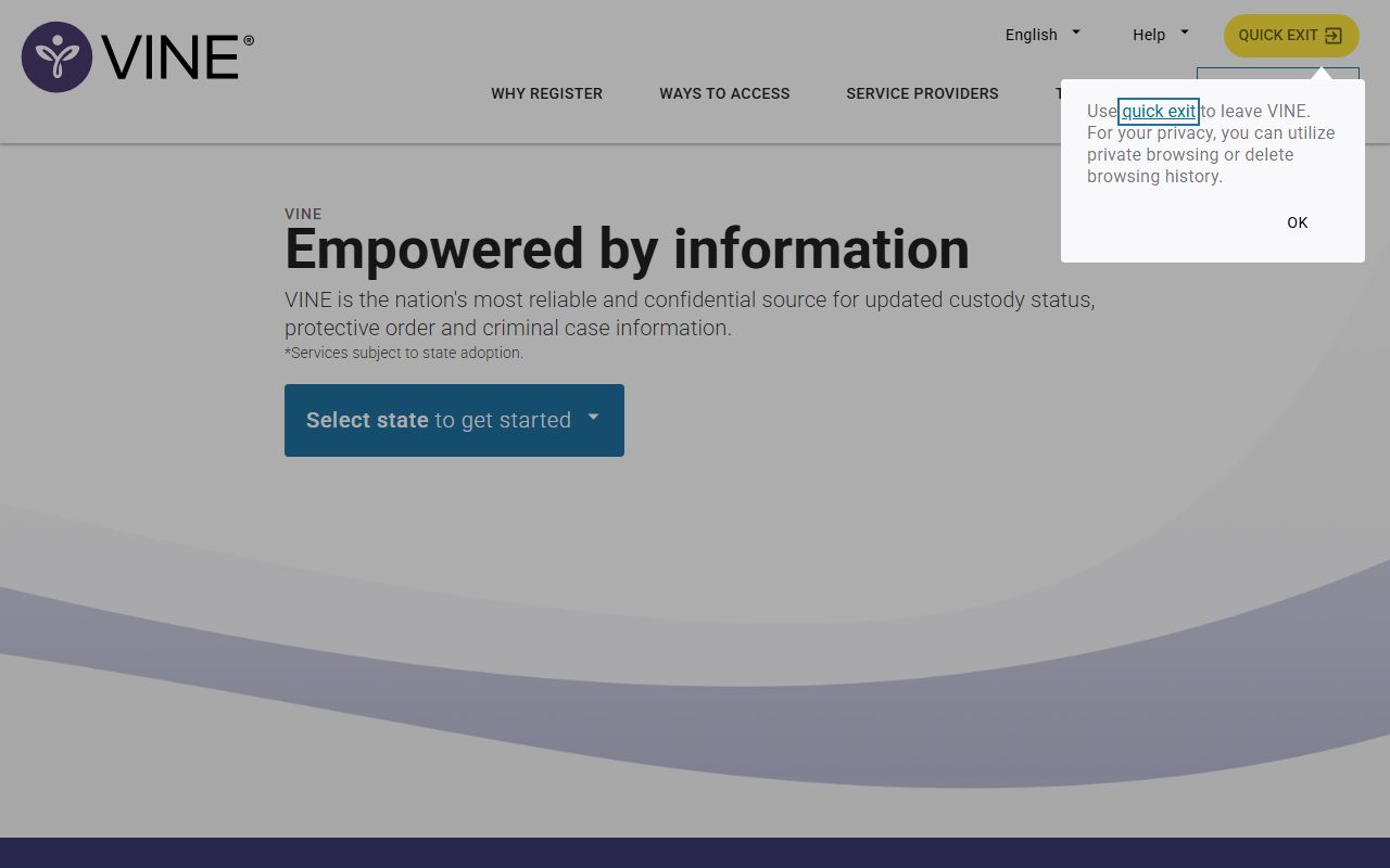 VINELink custody notification portal for Howard County inmate status alerts
